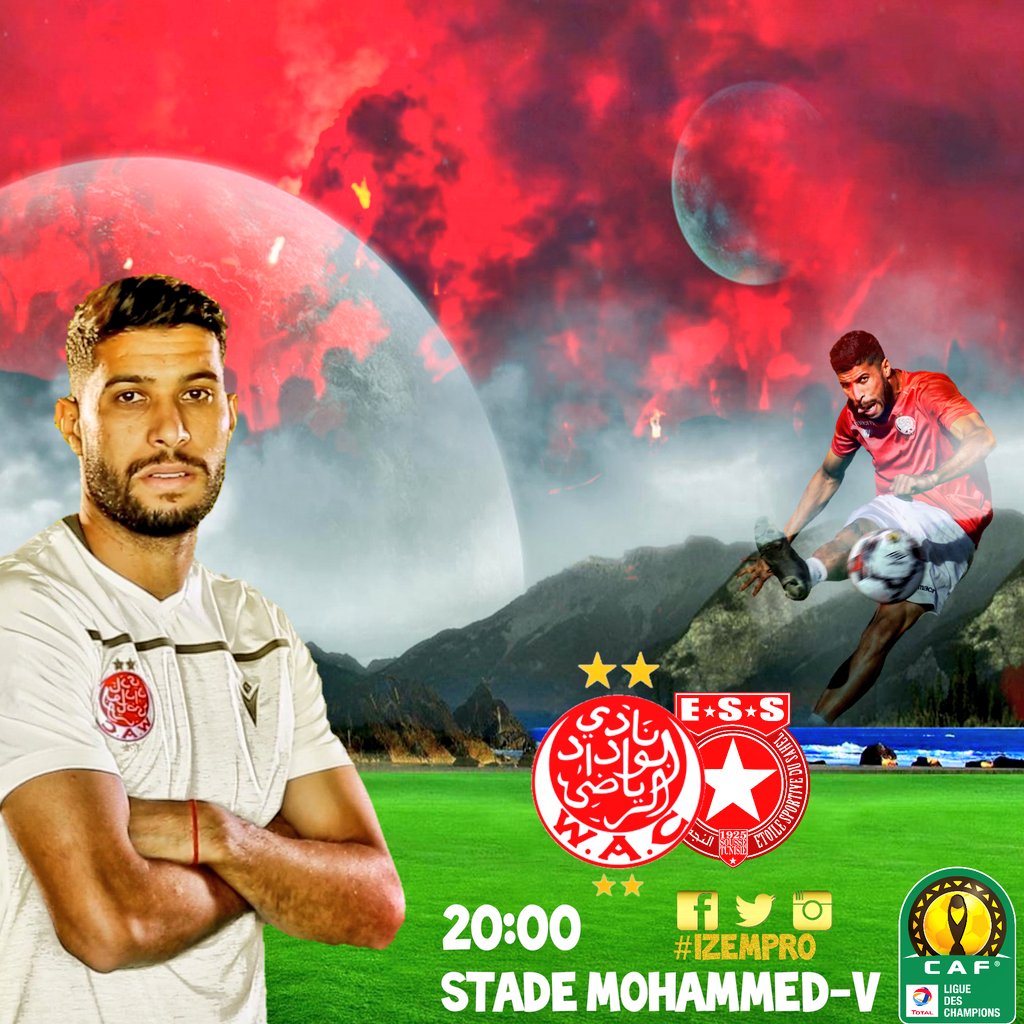 Izemanass's tweet photo. 🚨🚨 À suivre Samedi 🇲🇦 ⚪🔴

Wydad 🇲🇦  🆚 🇹🇳 Etoile SS 

🏟 Mohammed V Stadium 🤩

📺 @arryadiatv TNT /⌚20:00
📺 @beINSPORTS HD 1

#IZEMPRO #WACEss  #TotalCAFS
#الوداد_نجم_ساحل https://t.co/IS9696EKVa