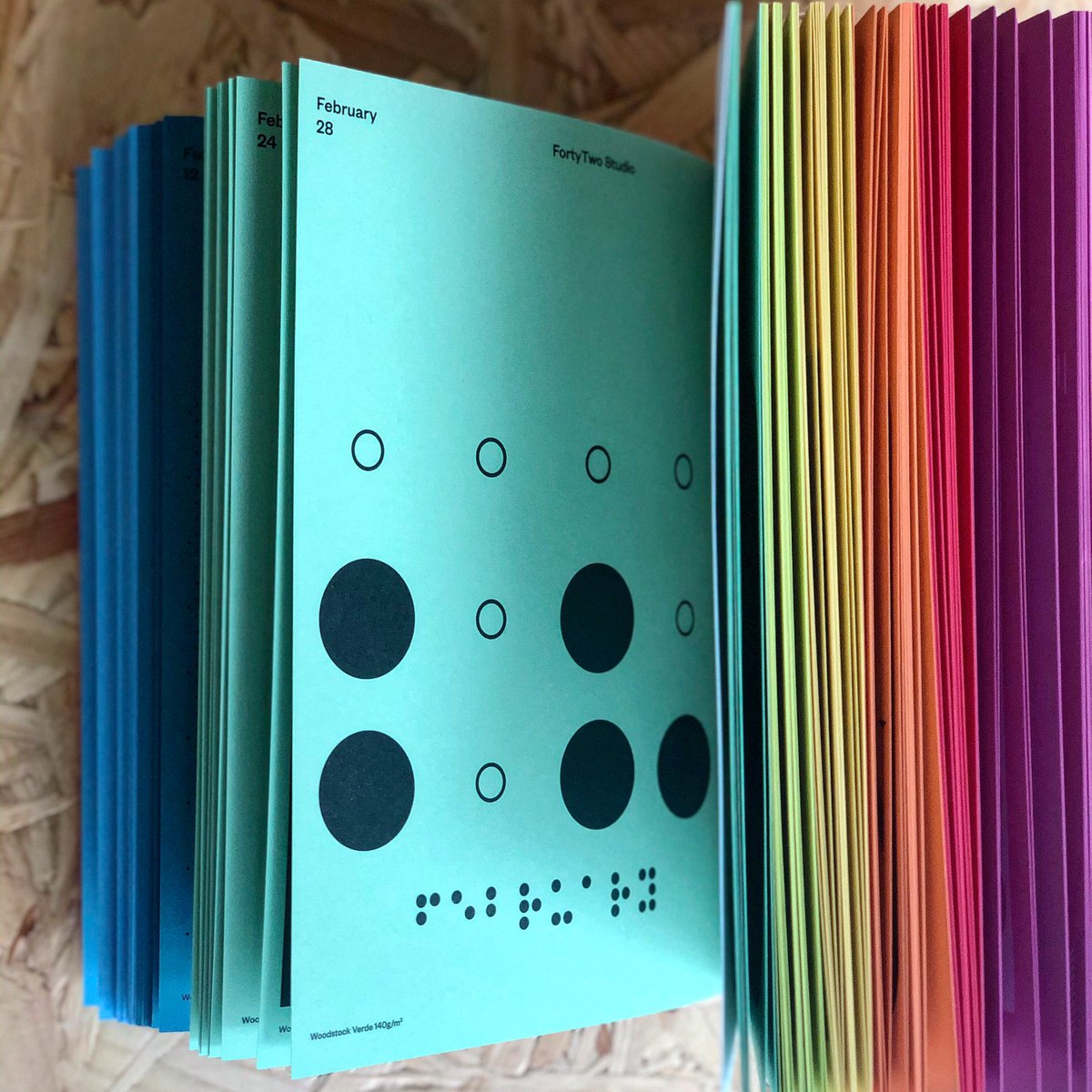 fortytwo_studio's tweet photo. It’s our @FedrigoniUK 366 day 🎉
We are buzzing to have our Braille-inspired design for 28th February included in this year’s calendar 🗓 alongside @Supermundane’s beautiful leap year day page, coming up tomorrow! #fedrigoni366 https://t.co/nH6QYqzitg