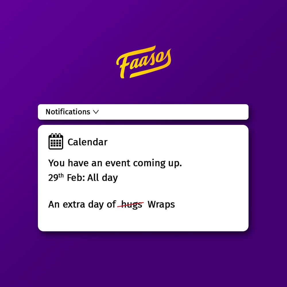 faasos's tweet photo. #AnExtraDay to wrap..
.
.
.
#eatgoodeatexciting #anextraday #wrap #trending #leapyear #leapday #trendingformat https://t.co/demWQ130am