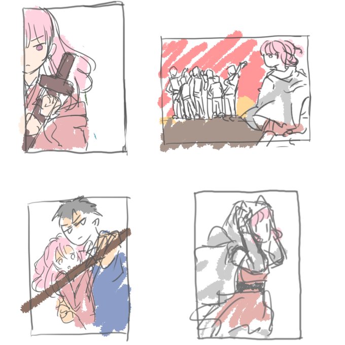 そういえば構図で悩んでるんだけど汚すぎて伝わるかわかんないけどどれがいいと思いますか。 