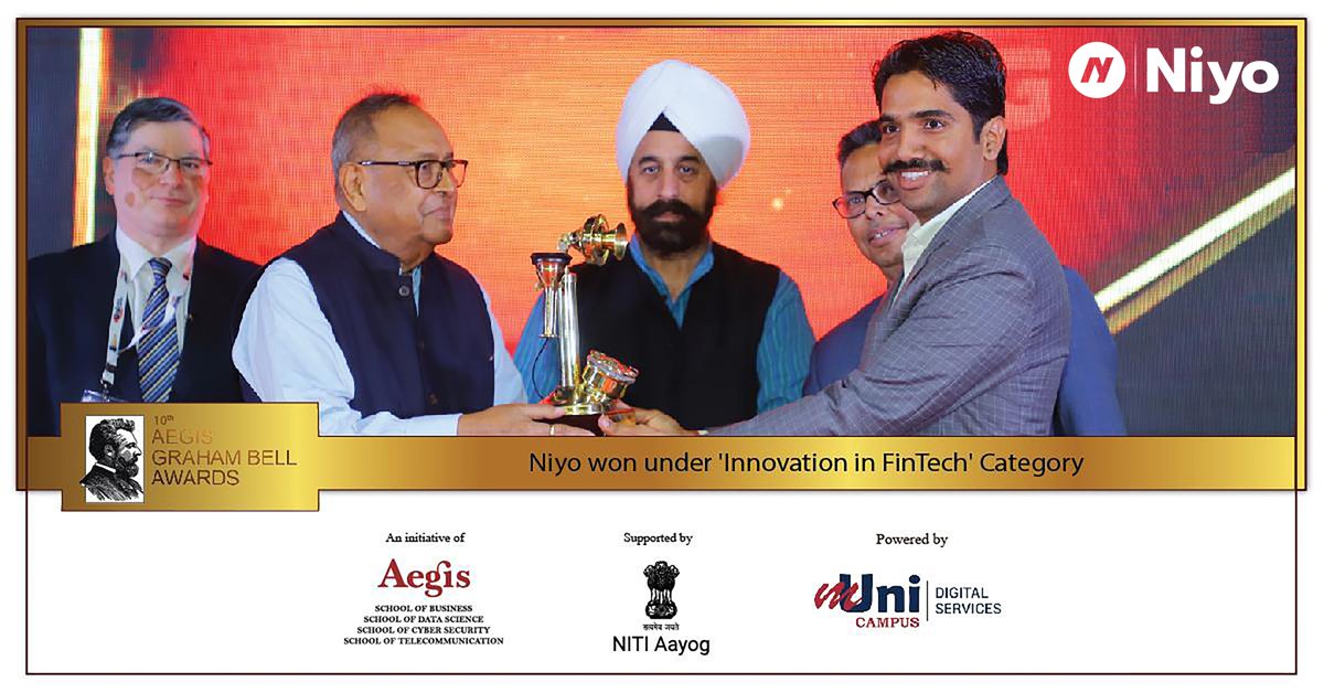 We are glad to announce that the 10th Aegis Graham Bell awards felicitated Niyo with the 'Most Innovative Fintech' award of the year.

#awards #fintech #innovation #niyo #neobank