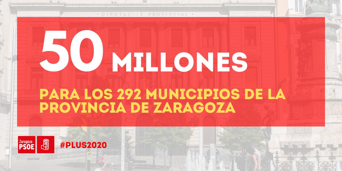 zaragozapsoe's tweet photo. APROBADO EL PLAN #PLUS2020 👍👍
✅ 50 MILLONES para los 292 municipios de la provincia de #Zaragoza
📅 A finales de MARZO 1º pago de 11 MILLONES de euros
📊 22,2 M para servicios básicos, 10 M para cultura y deporte y 4,1 M para fomentar el empleo
#ConPSOEZaragozaProgresa https://t.co/0wlg2JfmkT