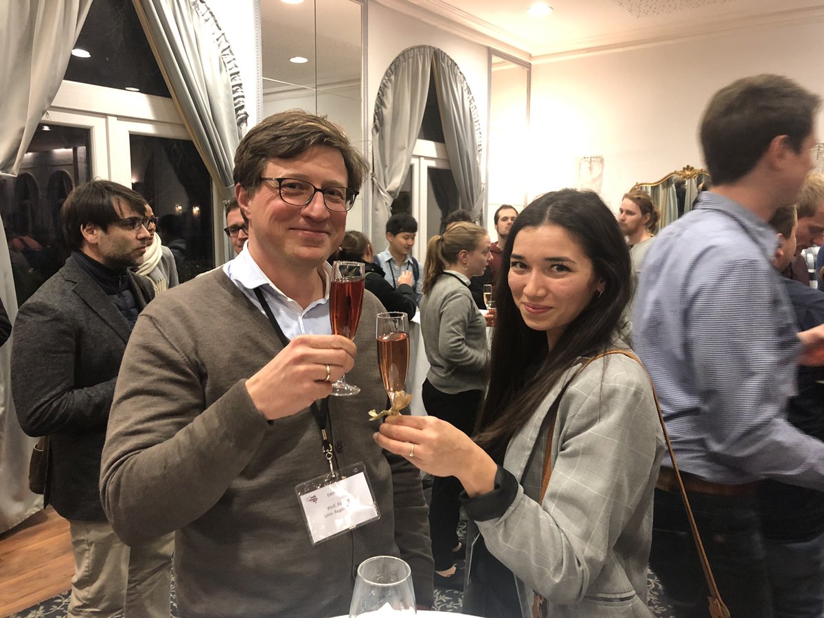 TheWolf_Group's tweet photo. Celebrating Julia’s beautiful talk on phosphinine at the conference dinner #EWPC17 https://t.co/B95x5xaguc