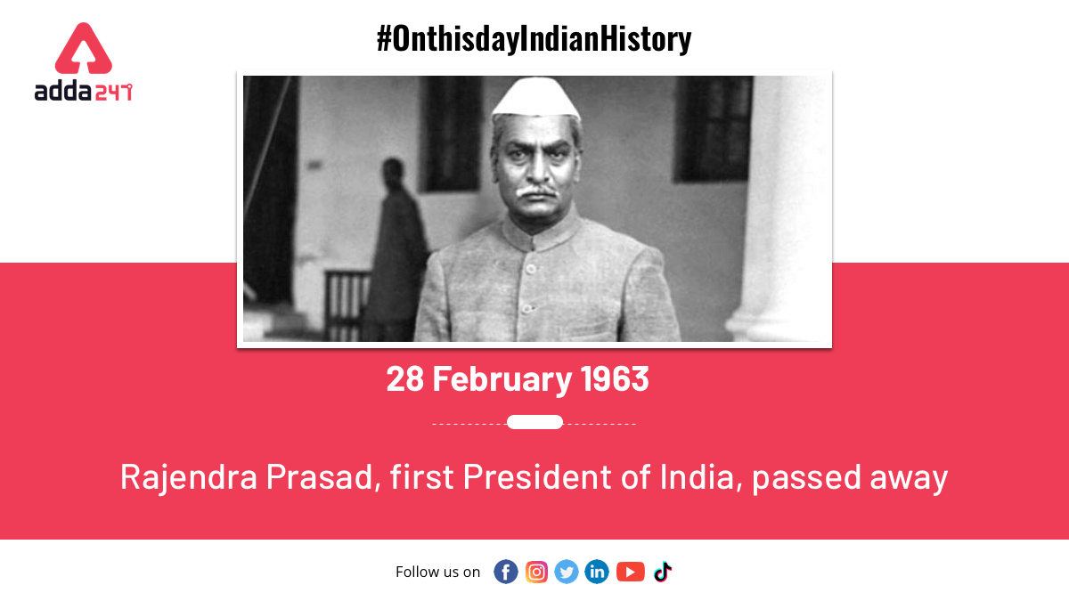 anilnagr's tweet photo. #onthisday
On 28th February 1963, Rajendra Prasad, 1st President of India Passed away.

Stay tuned with us for daily History day

#Facts #Amazingfacts #Indiafacts #interestingfacts #Historyfacts #ThisdaythatYear #Didyouknowthat #didyouknowfacts #thinkendless #Adda247 https://t.co/cJfeNDxwEU
