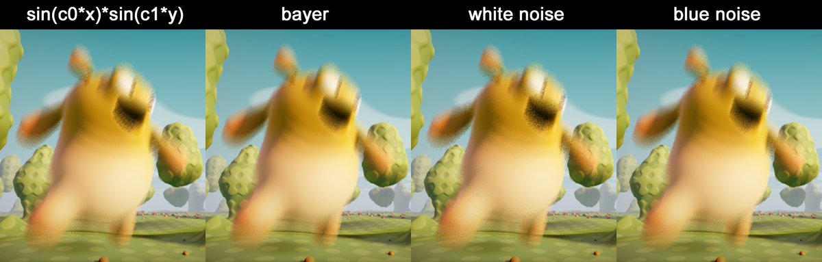 #motionblur #teambluenoise #beatingdeadhorse (example stolen from shadertoy.com/view/3lsSzf )