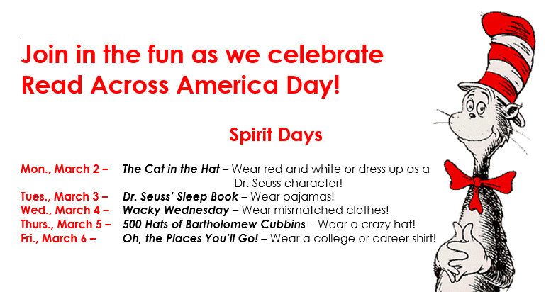 ShipChoiceMedia's tweet photo. Join in the Seuss-y spirit days as we celebrate Read Across America Day next week! #ReadAcrossAmerica https://t.co/KUMmddvyjM