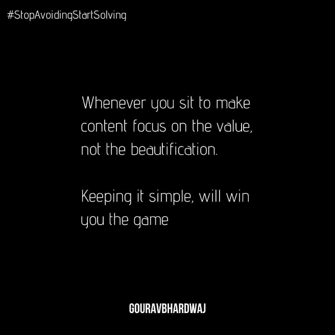 GouravBhardwaj_'s tweet photo. "Don't focus on being fancy, being original will do the work.
A great fancy design, pleases the eye for a moment but real value will remain with them forever
#stopavoidingstartsolving #gouravbhardwaj #Focusonnetworking https://t.co/tbDs2p1ADJ