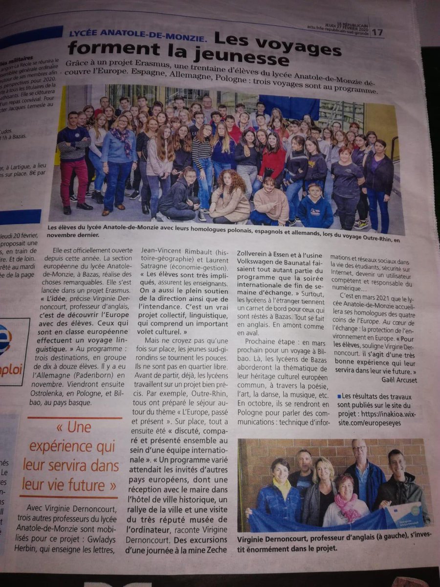 Our project has also appeared in the French press #ErasmusPlus <a href="/EUErasmusPlus/">Erasmus+</a> #eTwinning