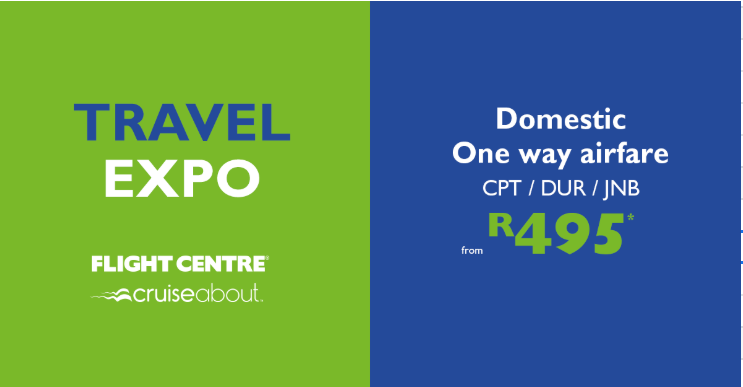 This weekend ONLY 28 Feb to 1 March, enjoy great savings on airfares at #TravelExpo20. Pop into your nearest Flight Centre or Cruiseabout store to take advantage of our great range of affordable local and  international flights. View  here> flightcentre.co.za/stores