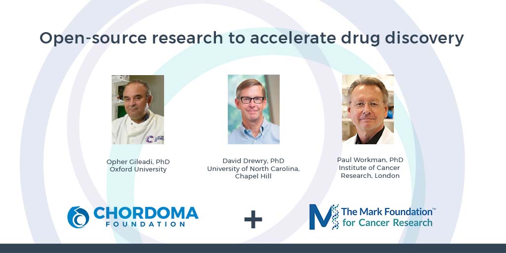 ChordomaFDN's tweet photo. Together with @TheMarkFdn, we are proud to announce a two-year, $1.4M grant to researchers @PaulWorkmanICR @dhdrewry @Ogileadi focused on creating the first drugs capable of targeting #brachyury, the Achilles’ heel of #chordoma https://t.co/0YCoGDBYxC https://t.co/hbrERRHzdW