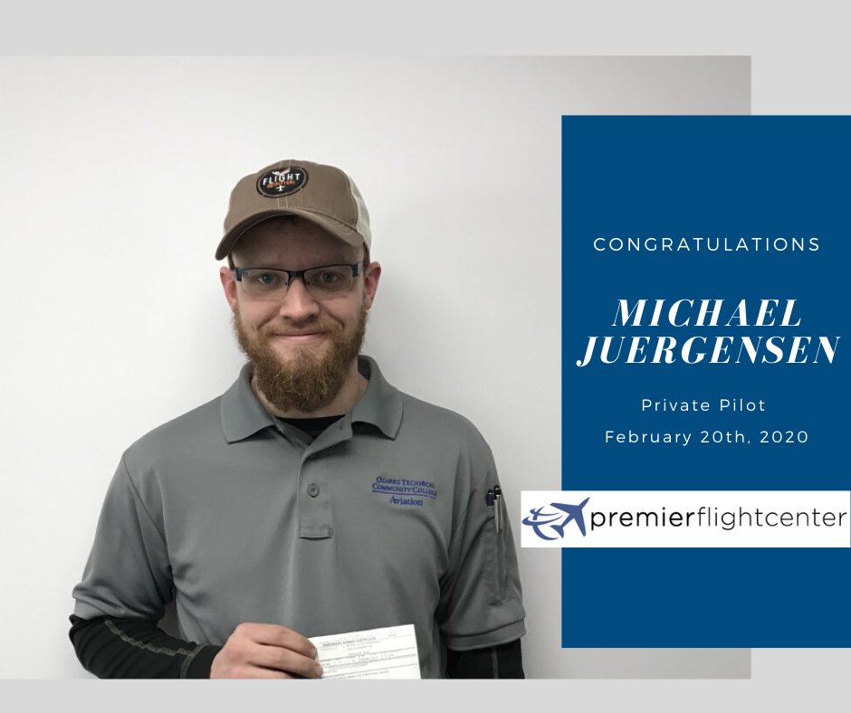 Big congratulations are in order for our VERY FIRST private pilot to be licensed at our Lebanon location (KLBO)!!
Congratulations to PFC/OTC pilot Michael Juergensen on the completion of his Private Pilot checkride on (2/20/2020).

Keep up the great work, Michael! 
#KLBO #PFC