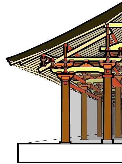 シュナ 起源は構造材なんですが やがて韓国では梁を持ち送って軒を支える構造になり 日本では桔木 ハネギ という太い部材を 屋根の中に仕込んで軒を支えるようになり どっちの国でも尾垂木が不要になっちゃいます 結局 古代に軒を支えた部材の痕跡が