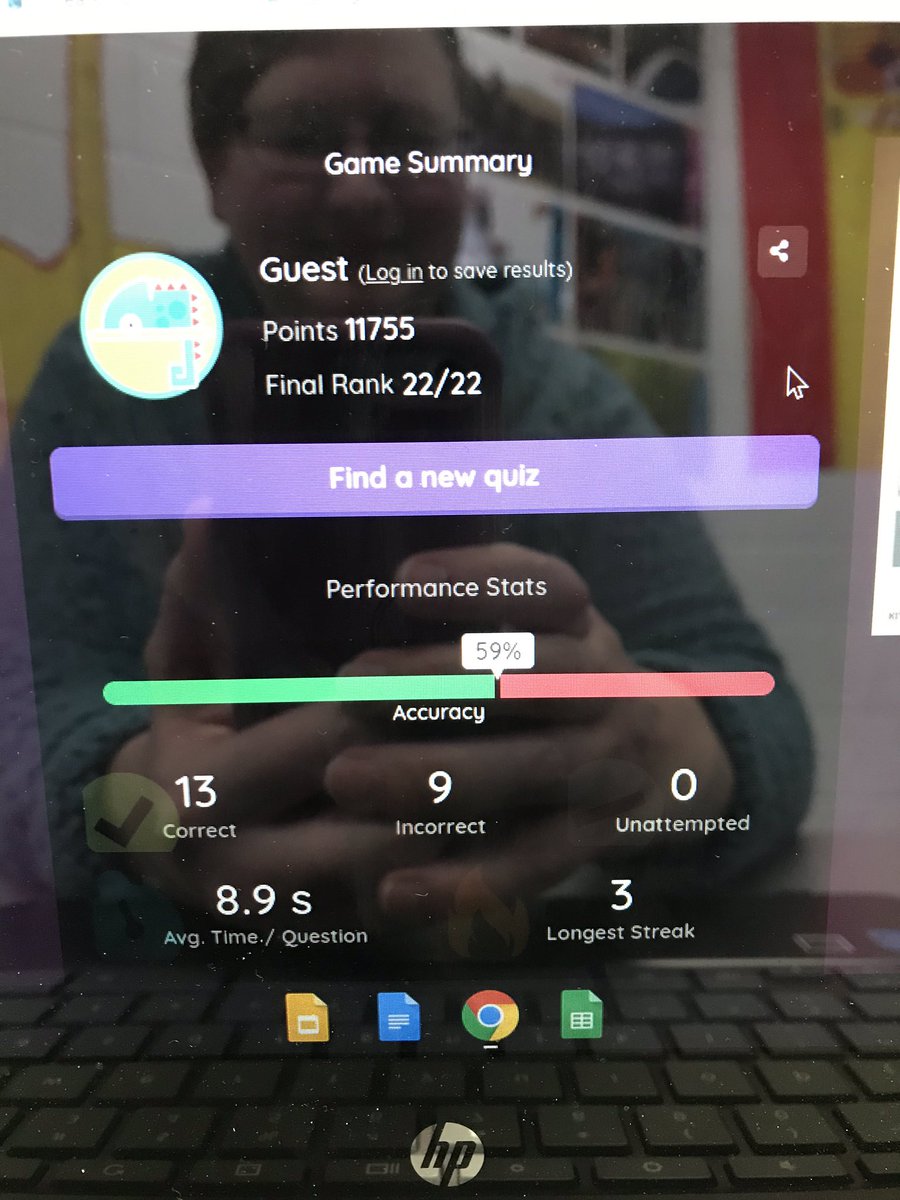 ChelyseMiller's tweet photo. I came in knowing 0%. I took Latin in High School. This is Spanish IV. About half way through the class, look how many I got correct! #ShadowAStudent #VBShadow @schoolretool @danielkeever https://t.co/xTCbBUfQXC