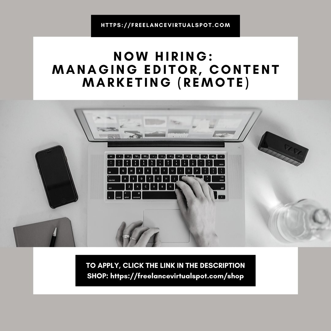 Freelance_Spot's tweet photo. NOW HIRING: Managing Editor, Content Marketing (remote) To apply, check this link: https://t.co/0SOWKw3CDv #jobopp #nowhiring #ManagingEditor #ContentMarketing #remote #remotework #telecommute #telework #homebased #freelancer #freelancing #freelancevirtualspot #Persado https://t.co/vftrqrSX6K