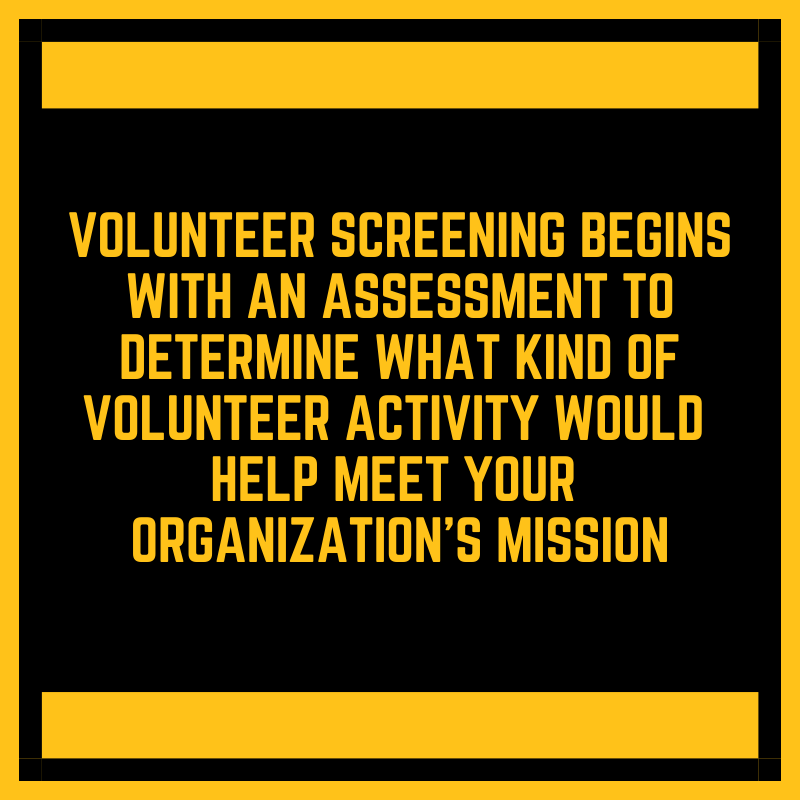 VolunteerCanada's tweet photo. Volunteer screening begins with an assessment to determine what kind of volunteer activity would help meet your organization’s mission. Learn about the 10 steps of screening: https://t.co/6wz8m1F84x https://t.co/G3ZaopTtn0