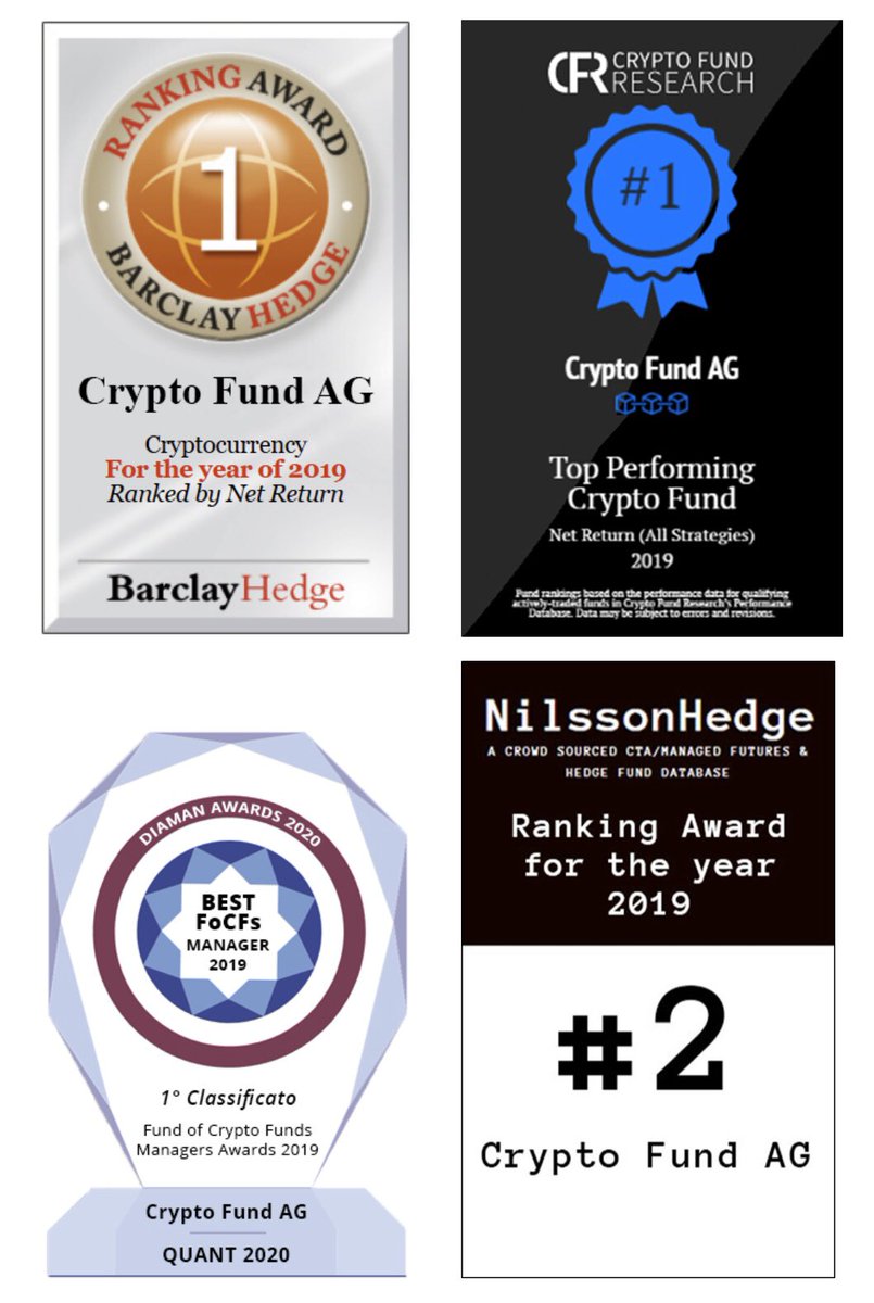 What a start into the new year for @CryptoFinanceAG:

Crypto Fund received four performance awards for the 2019 performance 

cryptofinance.ch/en/crypto-fund…

#CryptoFunds #AlternativeInvestments #CryptoAssets #QuantFunds #HedgeFunds #SystematicTrading #Quants