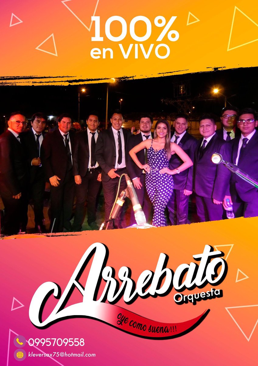 KLEVERSAX's tweet photo. # OyeComoSuena
La Mejor Orquesta para hacerte bailar y gozar.

100% # ENVIVO

Escribenos 👉 https://t.co/sz1bh2pjTI 👈
# ArrebatoOrquesta

https://t.co/zdkogCFdQg https://t.co/fv2yaTTnZq