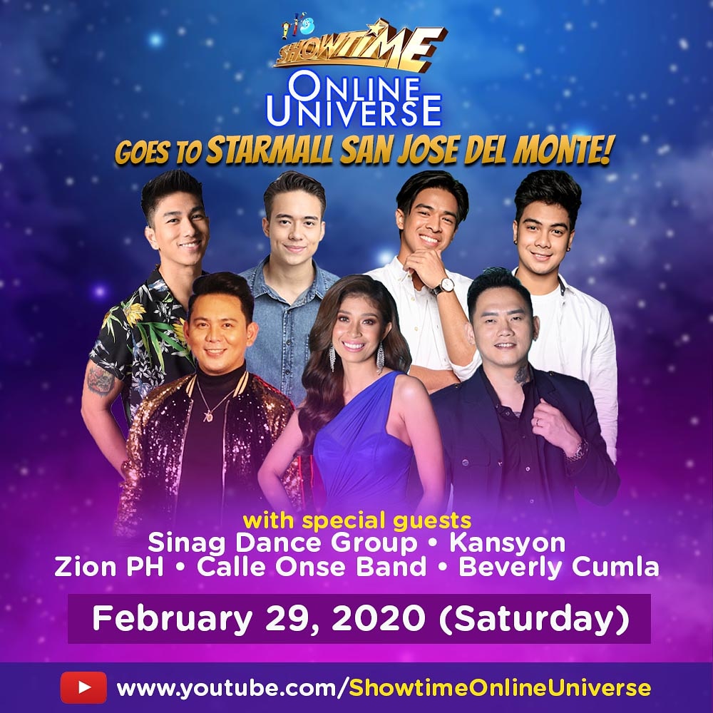 itsShowtimeNa's tweet photo. 💜 Ito ang extra fun for 2/29! Samahan ang team Showtime Online Universe sa Starmall San Jose Del Monte para makisaya sa gaganaping Showtime auditions bukas! #ShowtimeLuckyLeapYear

Subscribe here: https://t.co/N5ULKexlmd https://t.co/ZIHvEFy2ix