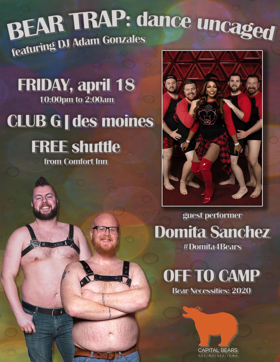 BearsDSM's tweet photo. Join us Friday night of Bear Necessities for our Bear Trap. #CapitalBears #BearsofDesMoines #BearCommunity #GayBear https://t.co/sLKjmV3ckf
