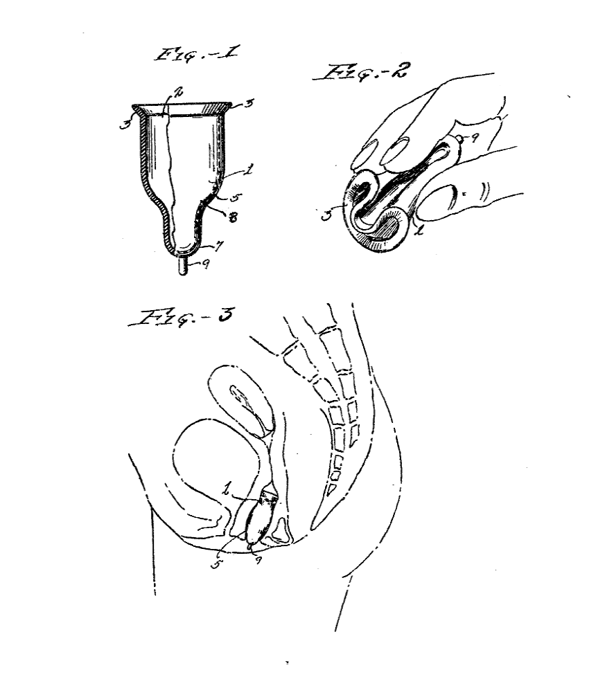 En farfouillant sur la base Brevets de <a href="/INPIFrance/">INPI France</a>, je suis tombée sur le dépôt de brevet de la première cup menstruelle sans ceinture de fixation, par la compagnie américaine CoeZene... en 1933 ! 😄