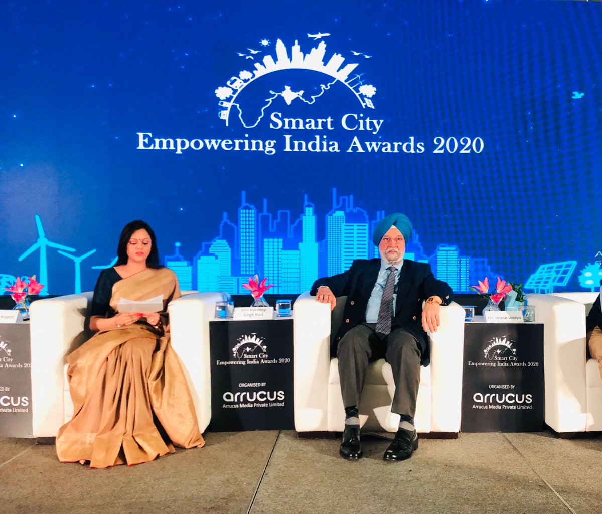 BSCL_BBSR's tweet photo. Bhubaneswar Smart City Limited wins the prestigious Smart City Empowering India Awards - 2020 under #BestClimate #SmartCity Project Award. Union @MoHUA_India Minister Hardeep Singh Puri gave the award for the innovative #MuSaviour app to manage urbanflooding across the city. https://t.co/1rWJCJ1OEa