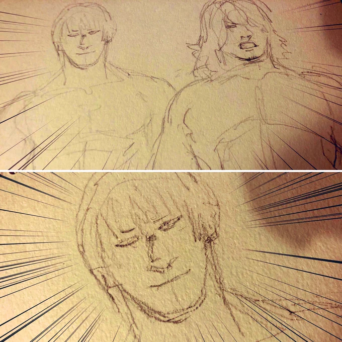 ちょっと前、疲労してる時に描こうとしてたゴールデンエースの下絵がほんまに力尽きてたよ。

特に飯伏さんがだいぶ、、、

だいぶ、、、 