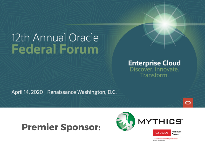 Mythics's tweet photo. The 12th Annual #OracleFedForum is on 4/14 in #WashingtonDC! @Mythics is proud to be the premier sponsor. Register now to join us for a day of learning and networking and to find out how @OracleCloud can help your agency discover, innovate, and transform! https://t.co/fFOUfs2DfX https://t.co/gJIz5O6oTd