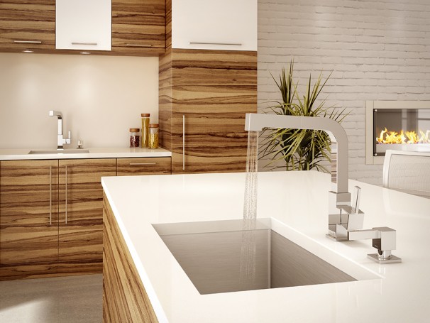 bathsplashma's tweet image. Riobel: Flow, form and function! Loving the look of this kitchen!