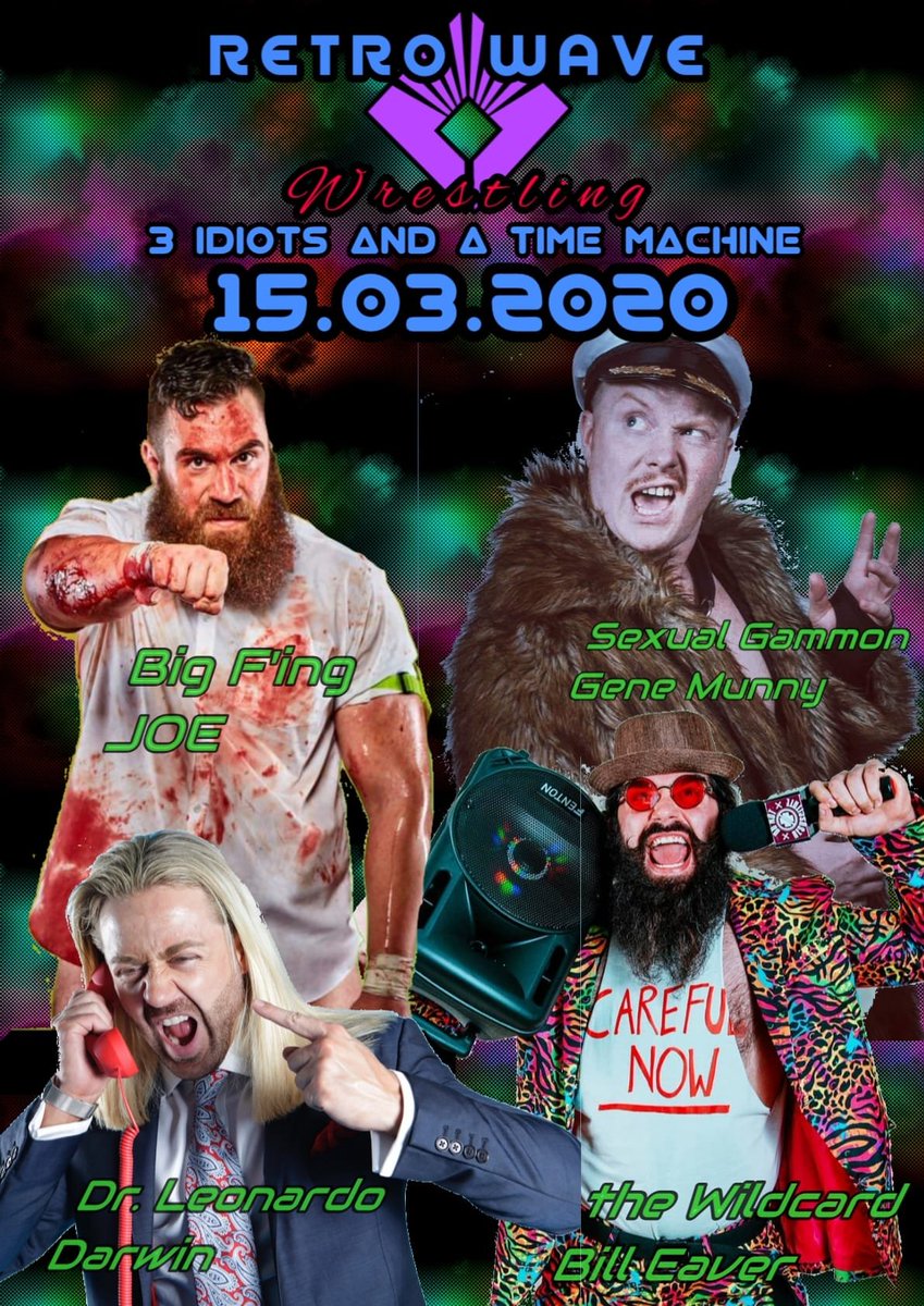 BBGWrestling's tweet photo. 🚨🚨🚨 COMPETITION TIME 🚨🚨🚨

We have 4 Tickets for the debut show of Retro Wave Wrestling “3 Idiots and a Time Machine” at The Talk, Norwich, UK on 15th March

Just RT &amp; Follow @BBGWPod for your chance to win a ticket to the Event

More info on the show https://t.co/05g7yM7wfx https://t.co/LGUqznWKDa