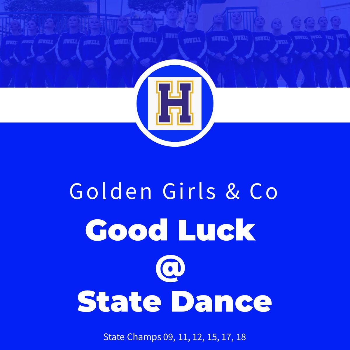 FHVikings's tweet photo. Good luck to our ⁦@FHHSGoldenGirls⁩ as they compete at State tomorrow! #HowellFamily https://t.co/1nONhxdoKa