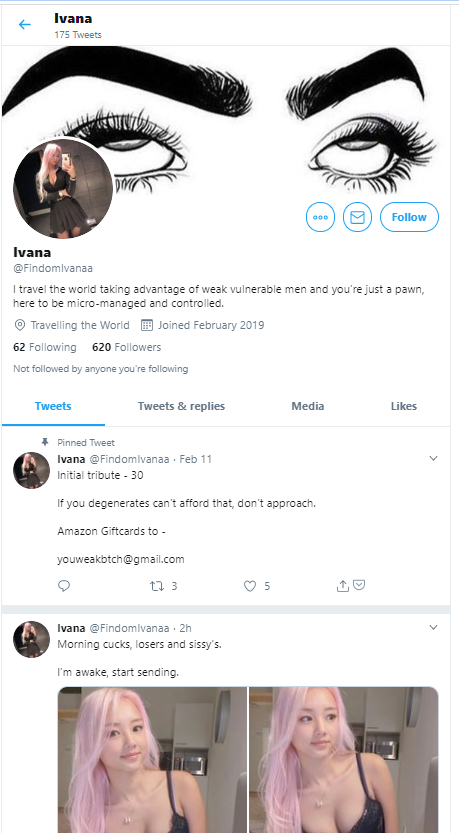 MemberBlasts's tweet photo. Seen evidence. Putting @FindomIvanaa #OnBlast for Impersonation / Stolen Content!

(Apparently not the first time they've done this?)

Please #RT &amp; #REPORT the fraud, then follow the REAL model (Instagram vyvan.le) instead!

DM if you've more info! https://t.co/kG9XkuA9xY