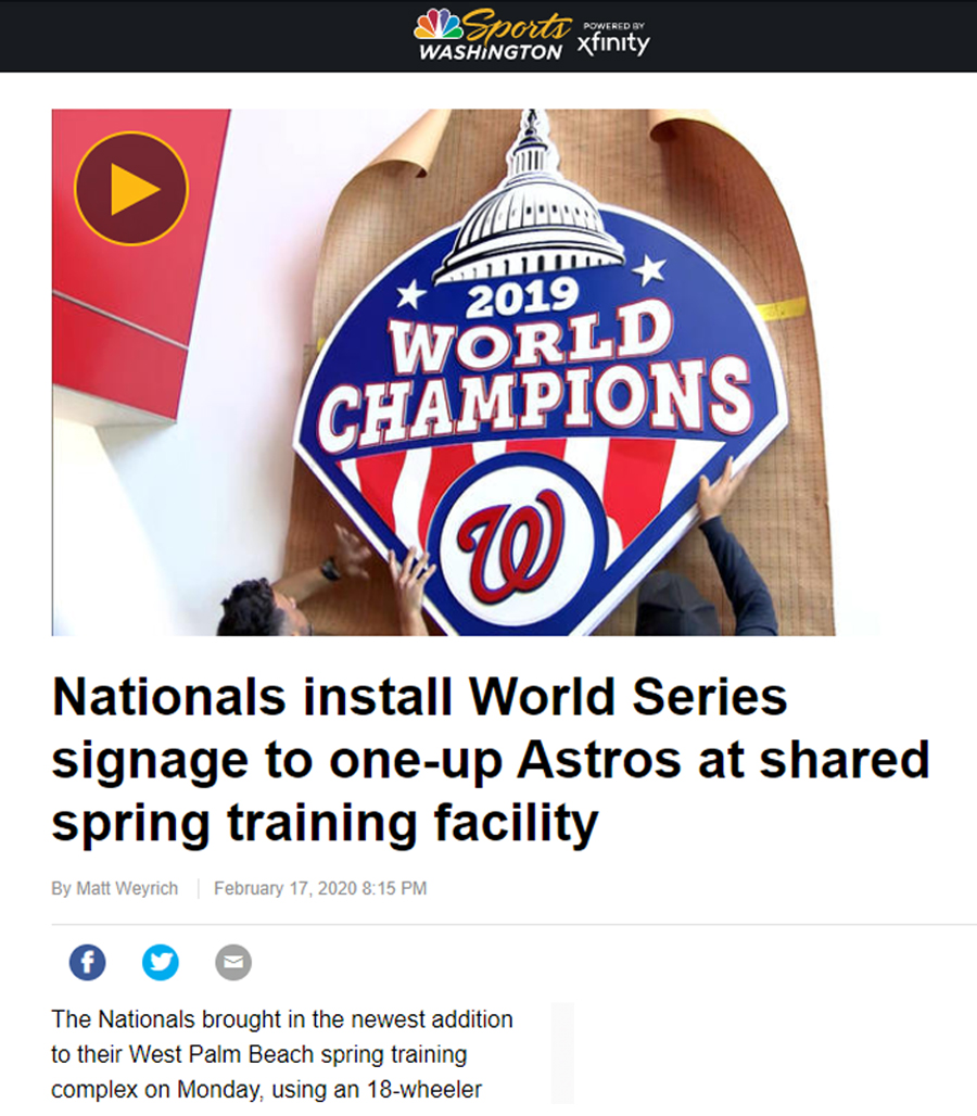 SignCraftInd's tweet image. Shared spring training space sparks friendly sign competition between teams.

Find out more of the impact signage can make in the
article below:
buff.ly/2uBoMjj
 
#signcraft #signs #indianapolis
#signcraftind #astros #nationals
#worldseries