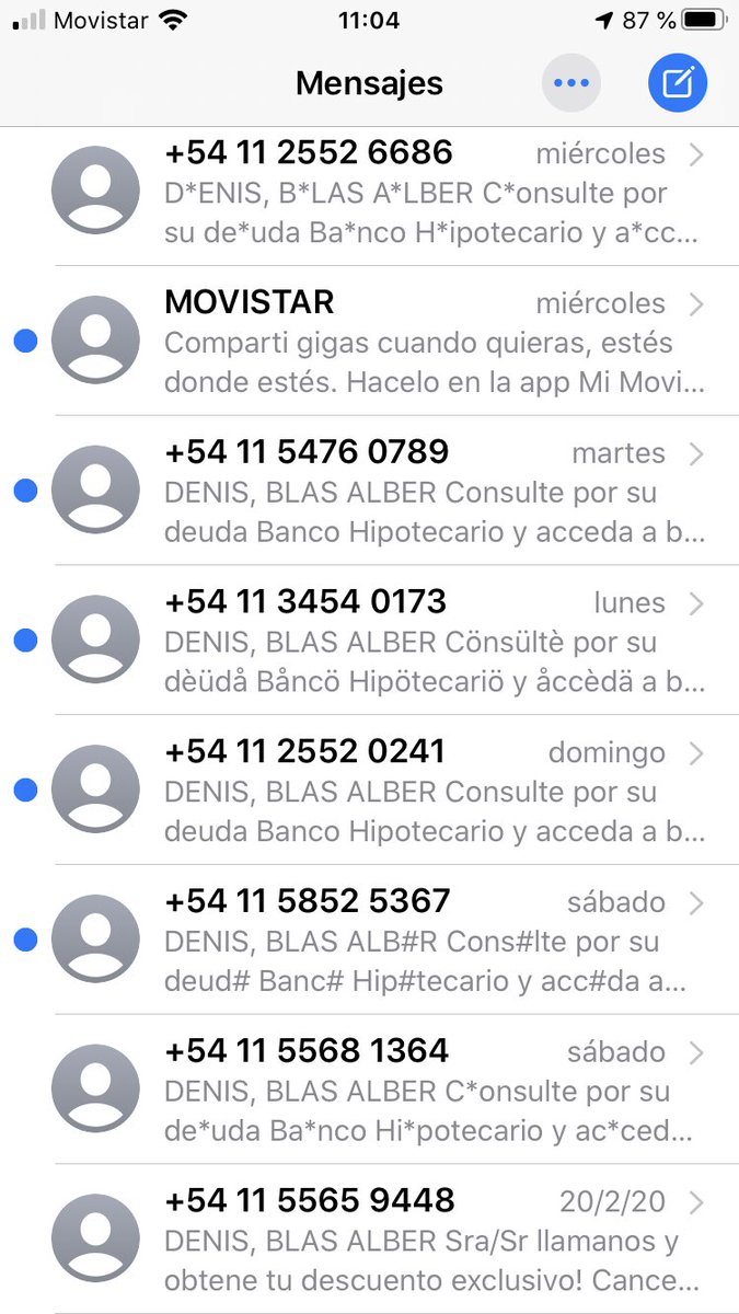 selaskar's tweet photo. ⁦@BcoHipotecario⁩ hace meses que me mandan por sms y me llaman a mi teléfono por una deuda que no es mía y de alguien que no se quien es.
Ya les explique de todas las formas posibles y no paran de mandarme mensajes y llamarme. Ya estoy cansado de que me llamen https://t.co/SikSluNBW9