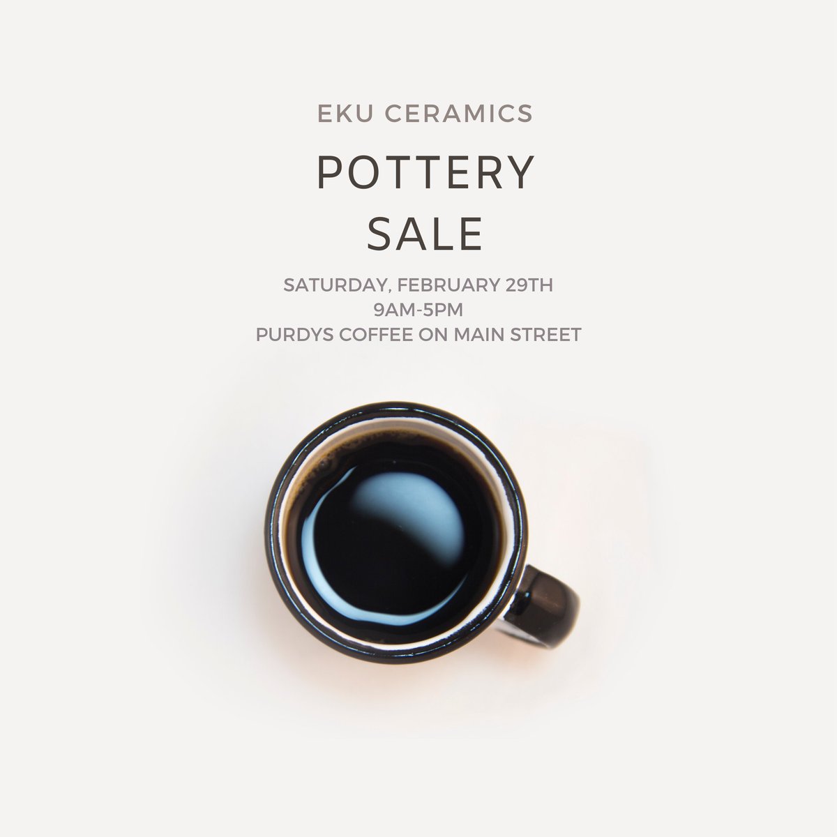 EKU Ceramics Pottery Sale tomorrow at our Main Street location! Be there or be square.

#purdyscoffee #myrichmond #localmakers #pottery #richmondky #kentucky #shoplocalky #coffee #community