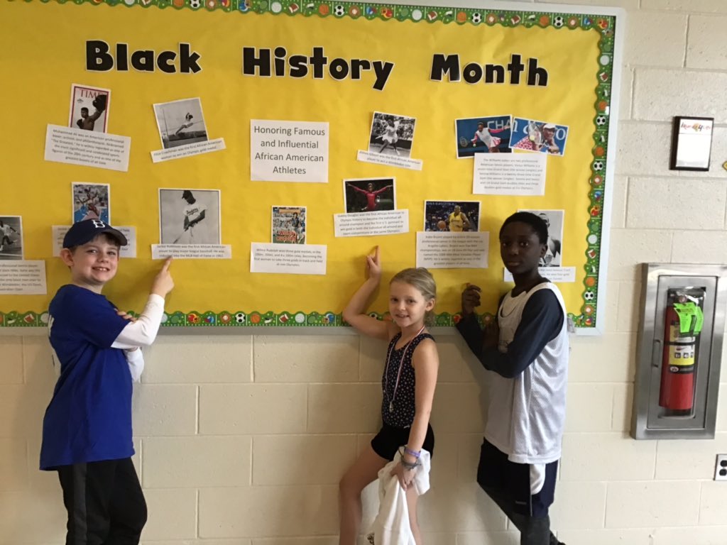 Heroes project day for 3rd grade students in their classroom. Three students found their heroes on the PE bulletin board honoring influential and famous African American athletes. <a href="/CB_JCurran/">Joanna Curran</a> <a href="/CBButlerElem/">Butler Elementary</a> <a href="/CBSDhpe/">Central Bucks Health & PE</a>