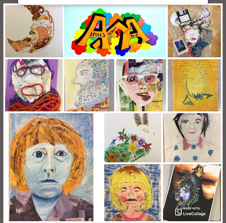 What a #FantasticFriday #art group session! Our theme this week #mixedmedia self portrait 
<a href="/ArtisanWales/">The Old Library</a> #artforhealth