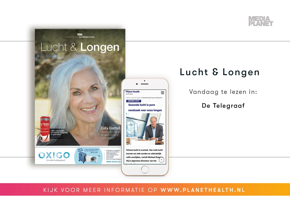 Longfonds's tweet photo. @MichaelRutgers @telegraaf We werkten samen met @MediaplanetNL aan deze campagne. In deze special vertellen artsen, specialisten en patiënten over het belang van gezonde lucht en een goede longgezondheid. Meer weten? Je kunt de artikelen hier lezen: https://t.co/xw7y8JwMaZ https://t.co/sXlQaLZgG1