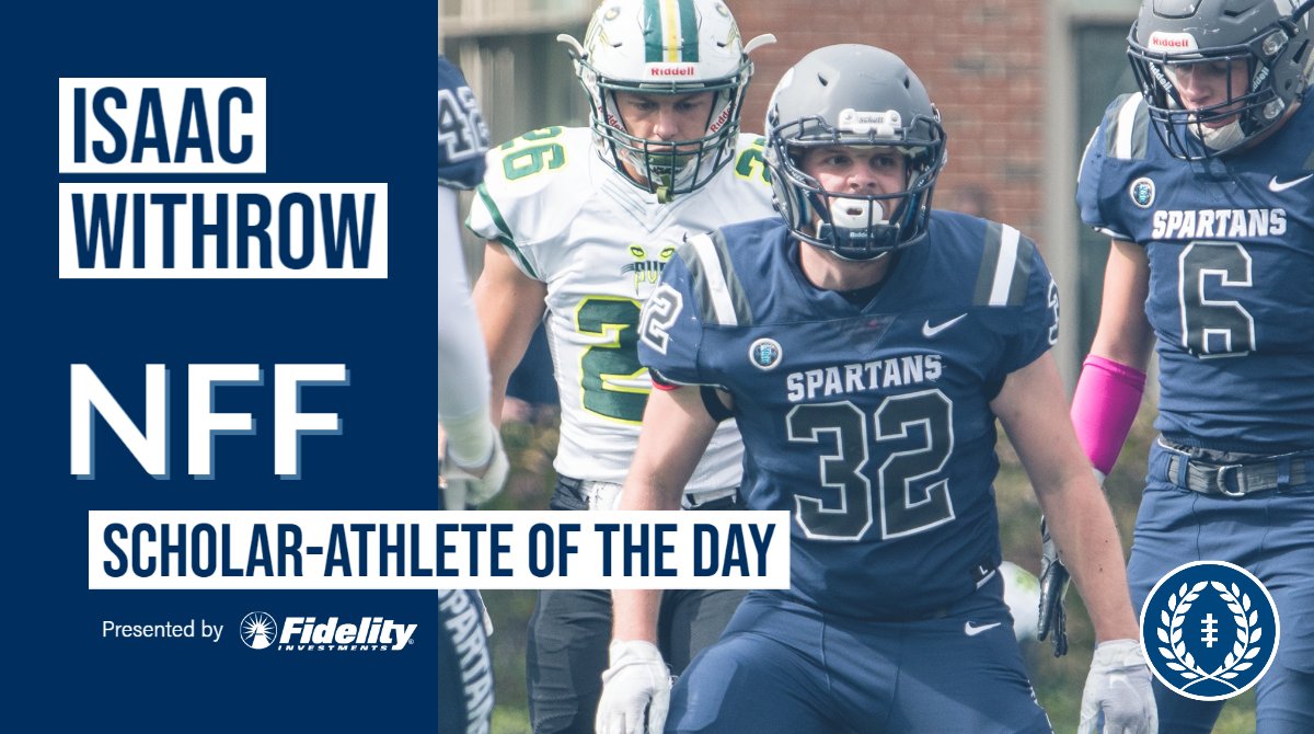 The NFF Scholar-Athlete of the Day, presented by <a href="/Fidelity/">Fidelity Investments</a>, is <a href="/caseathletics/">CWRU Spartans</a> LB and computer science major <a href="/iWithrow22/">Isaac Withrow</a> #FootballMatters