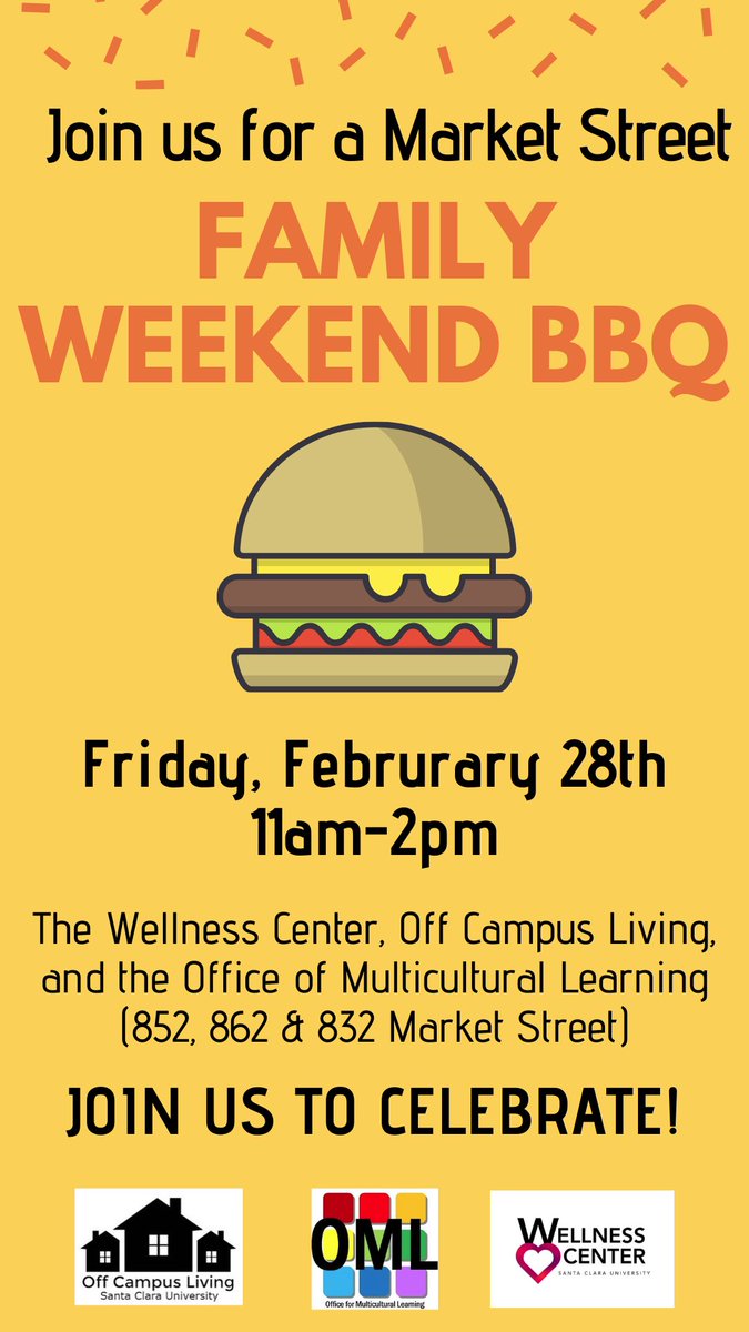 SCU_Wellness's tweet photo. #TGIF Hope to see y’all today! @SCU_OML 🍔 🍪 ☀️ 🥤 https://t.co/zURtRUbtsm