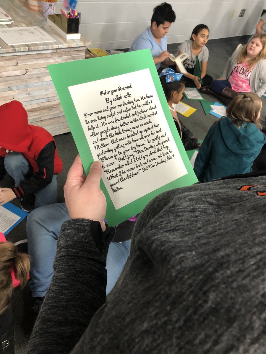 MaloneyLCES's tweet photo. LCES third grade presenting their Celebration of Learning, Peter Pan scene revision. Great day in third grade. https://t.co/PTO5j9UyQL