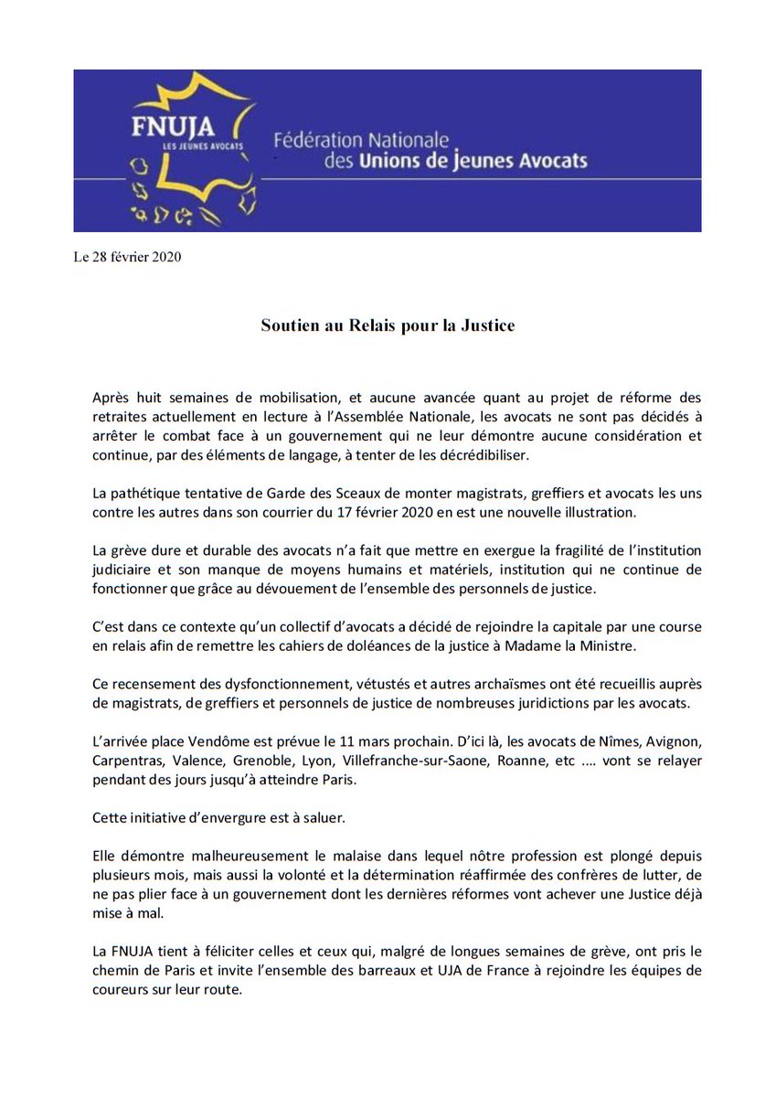 Le Relais pour la Justice Montpellier - Paris est parti !
Il est actuellement entre Pierrelatte et St Lager Bressac
Bon courage aux confrères 🏃‍♂️🏃‍♀️🚴‍♀️🚴‍♂️ et RDV le 11 mars au <a href="/justice_gouv/">Ministère de la Justice</a> avec <a href="/feral_schuhl/">Féral-Schuhl</a>, présidente du <a href="/CNBarreaux/">Conseil national des barreaux - les avocats</a> pour le dernier relais !!