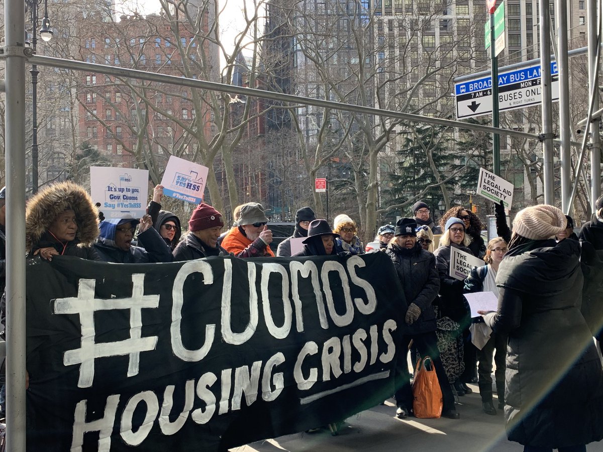 We’re here at 250 Broadway with homeless New Yorkers and other advocates to keep up the drumbeat to urge <a href="/NYGovCuomo/">Archive: Governor Andrew Cuomo</a> to say #YestoHSS!
