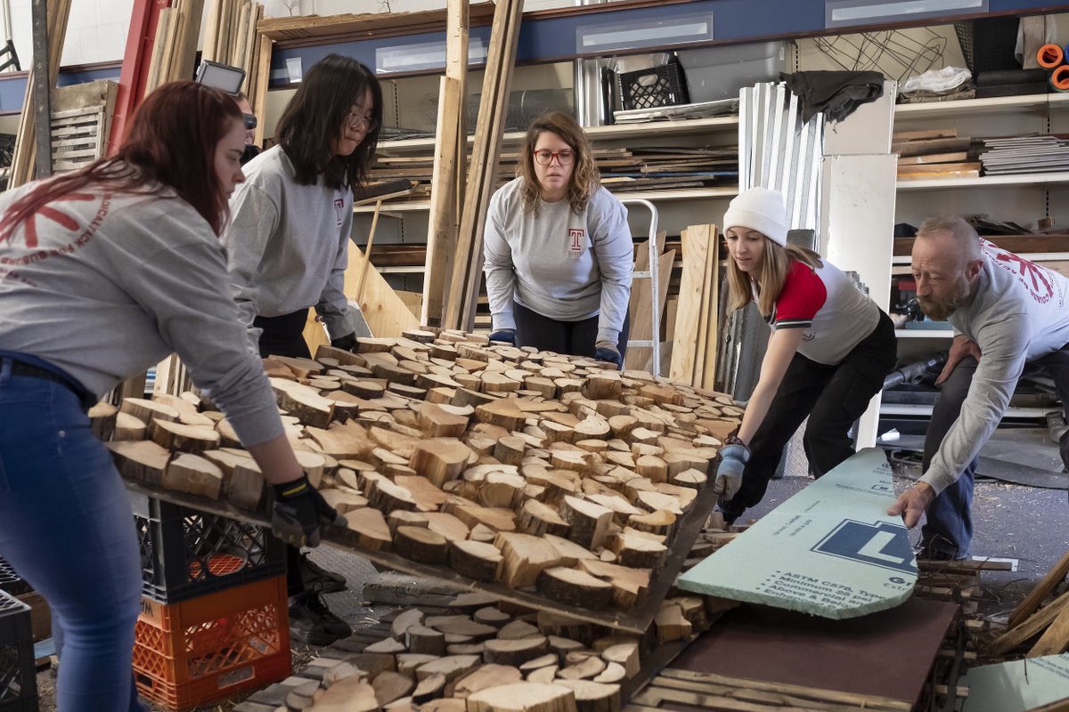 TempleEpps's tweet image. Preparations are in full swing for the #philadelphiaflowershow. Several of our Landscape Architecture students are busy at the Convention Center adding the final touches before the big day.