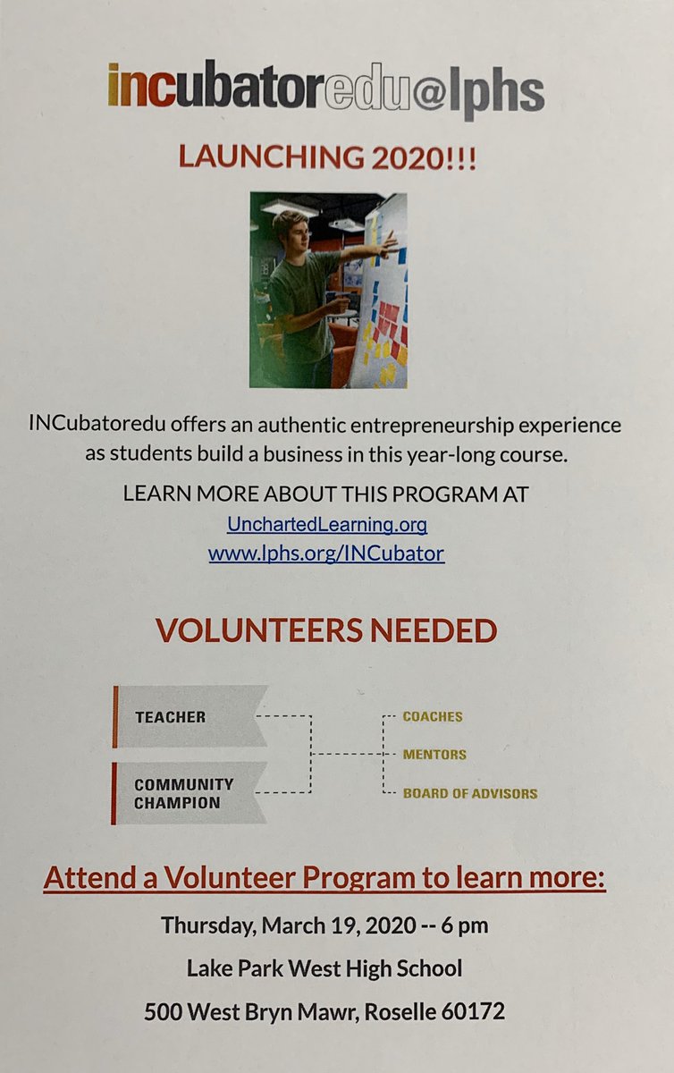 Lake Park INCubatoredu needs you!