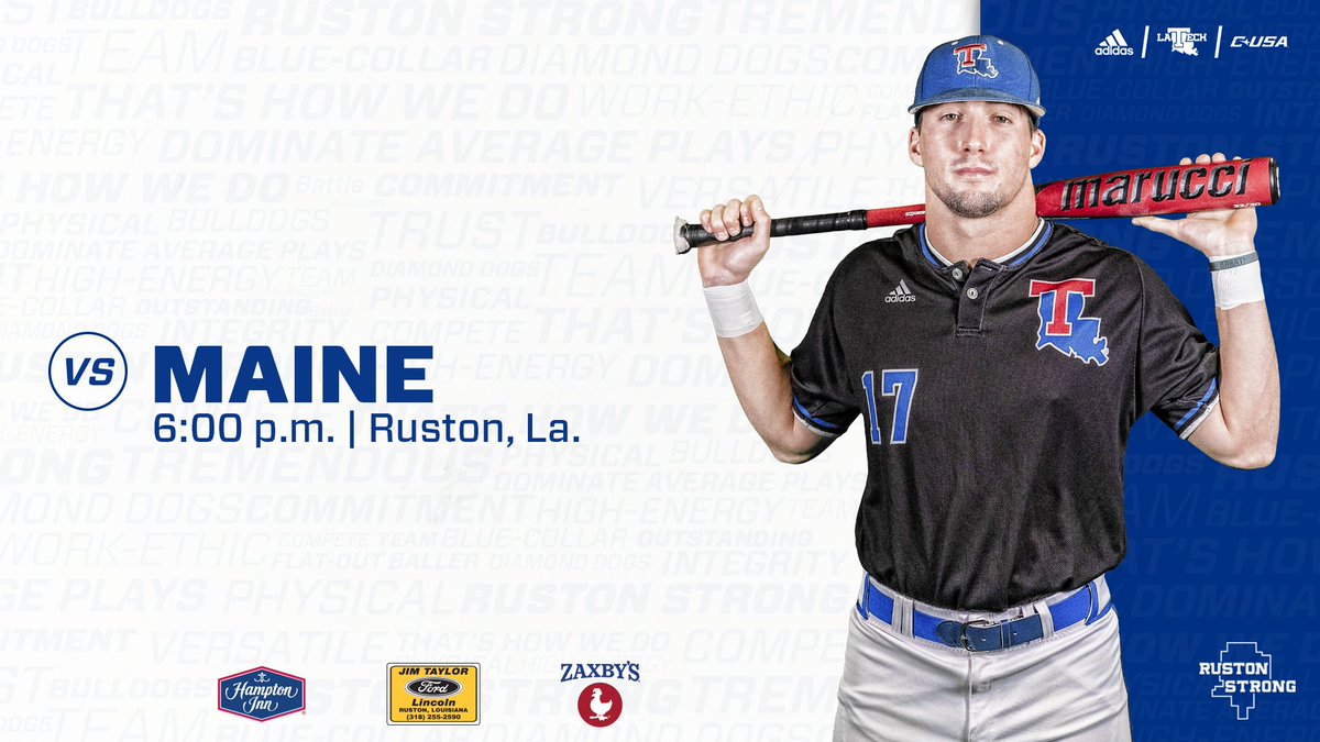🏠 sweet 🏠.

🐶 🆚 🐻
📍 Ruston, La.
💎 Ruston High School
🎟️ latechsports.com/tickets
⌚️ 6 p.m.
💻 cusa.tv
📻 KNBB 97.7 FM
🎙️ Dave Nitz
📊 latechsports.com