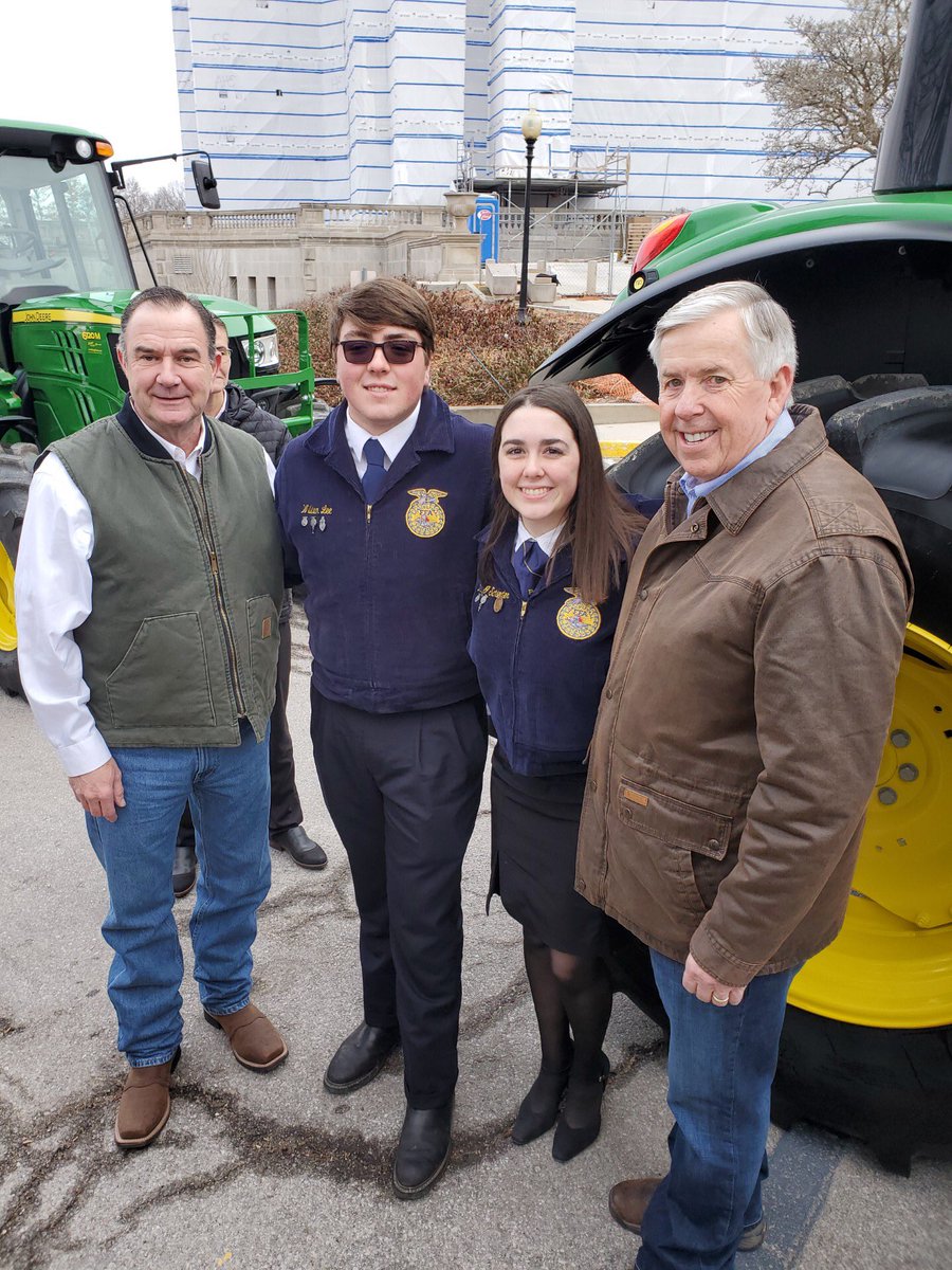 William and Mary were fortunate to meet Governor Parson and Lieutenant Governor Kehoe when they drove their tractors to the Capital today to celebrate National FFA Week!