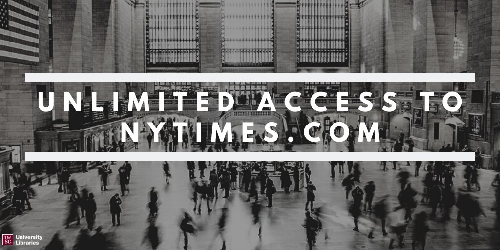 UofSC_TCoop's tweet image. @UofSC faculty, staff, and students now have unlimited access to NYTimes.com! Claim a pass and register online first ⬇️

guides.library.sc.edu/nytimes

#TCoopTips @UofSC_SJMC