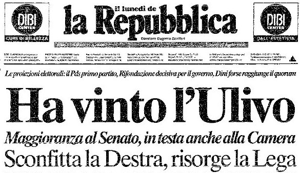 SCRIVOQUANDOVOGLIO LE ELEZIONI POLITICHE IN ITALIA (21/04/1996)