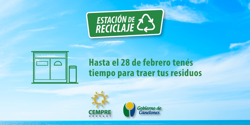 👉 Hasta el 28 febrero van a estar las Estaciones de Reciclaje ♻ en las playas de Canelones.  Acordate de llevar tus residuos reciclables para tener un #CanelonesLimpio