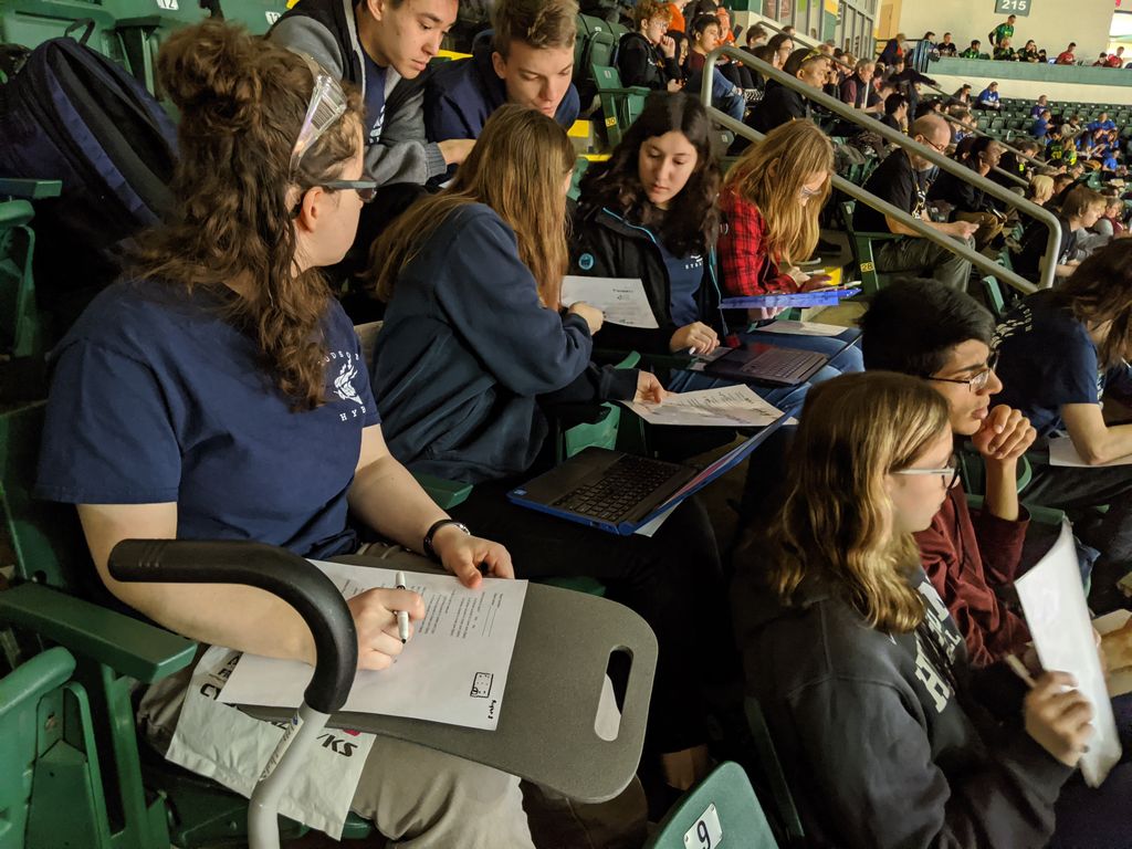Our scouting group is hard at work collecting data on other teams during matches to help drive our strategy for the qualification rounds. #InfiniteRecharge #ExplorerPride